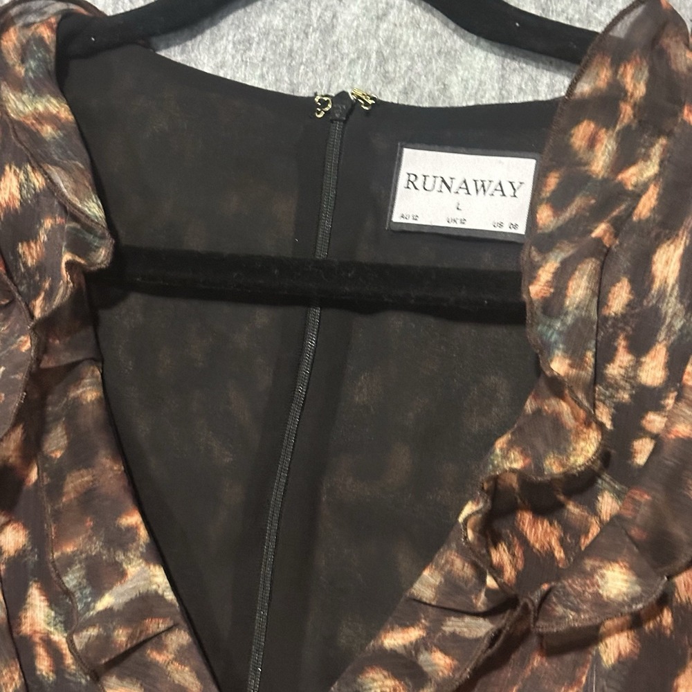 Runaway Brown Leopard-Print Ruffle Mini Dress - Picture 3 of 12